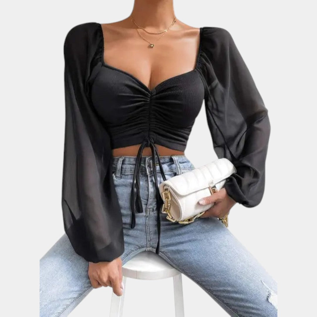 Damesjurkje met zoethart halslijn, koorddetail en aansluitende pasvorm, perfect voor casual en feestelijke gelegenheden