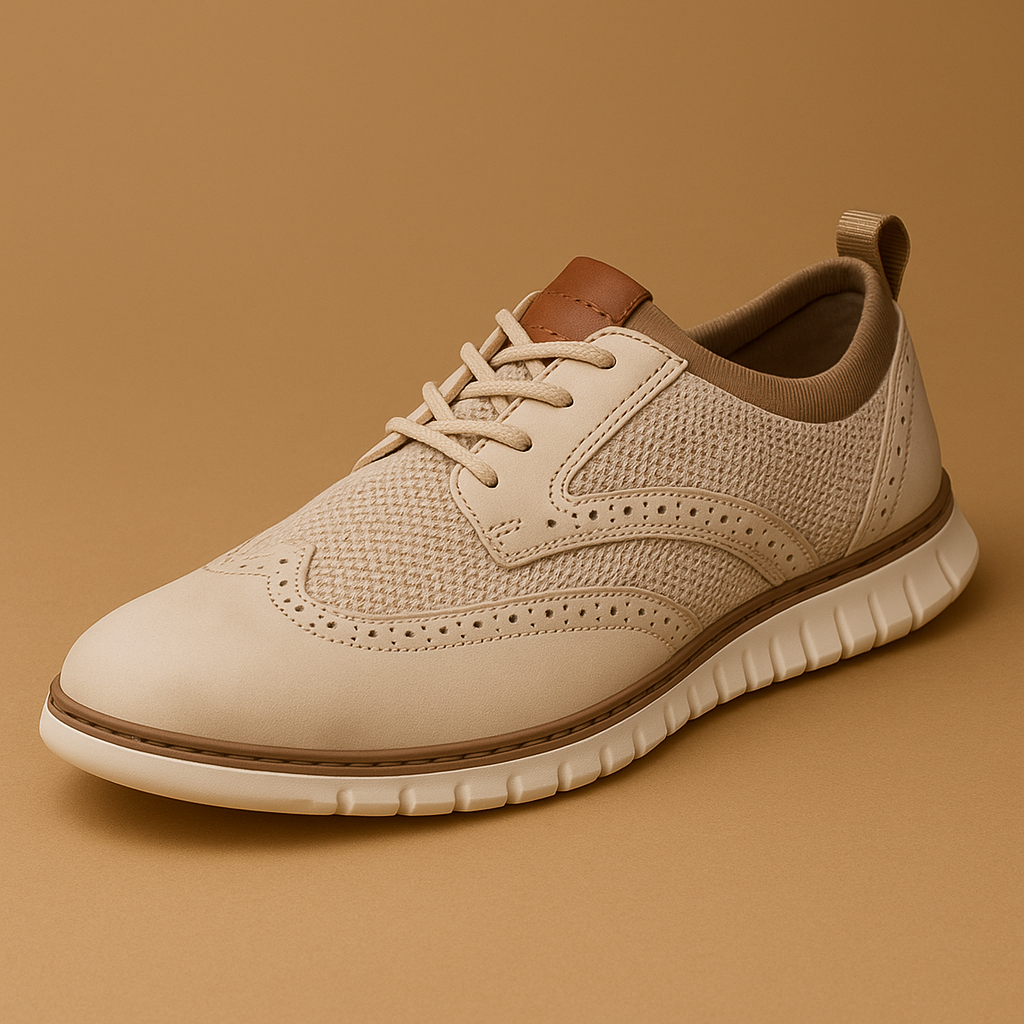 Stijlvolle herenschoenen met brogue detail en ademend ontwerp, geschikt voor dagelijks gebruik op kantoor of in vrije tijd.