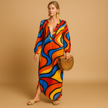 Boho maxi-jurk voor dames in lichte stof, ideaal voor zomerse dagen, festivals en stranduitjes
