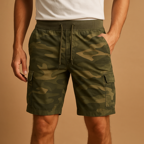 Heren camouflage shorts van ademend katoen met comfortabele pasvorm, perfect voor outdoor activiteiten en casual outfits.