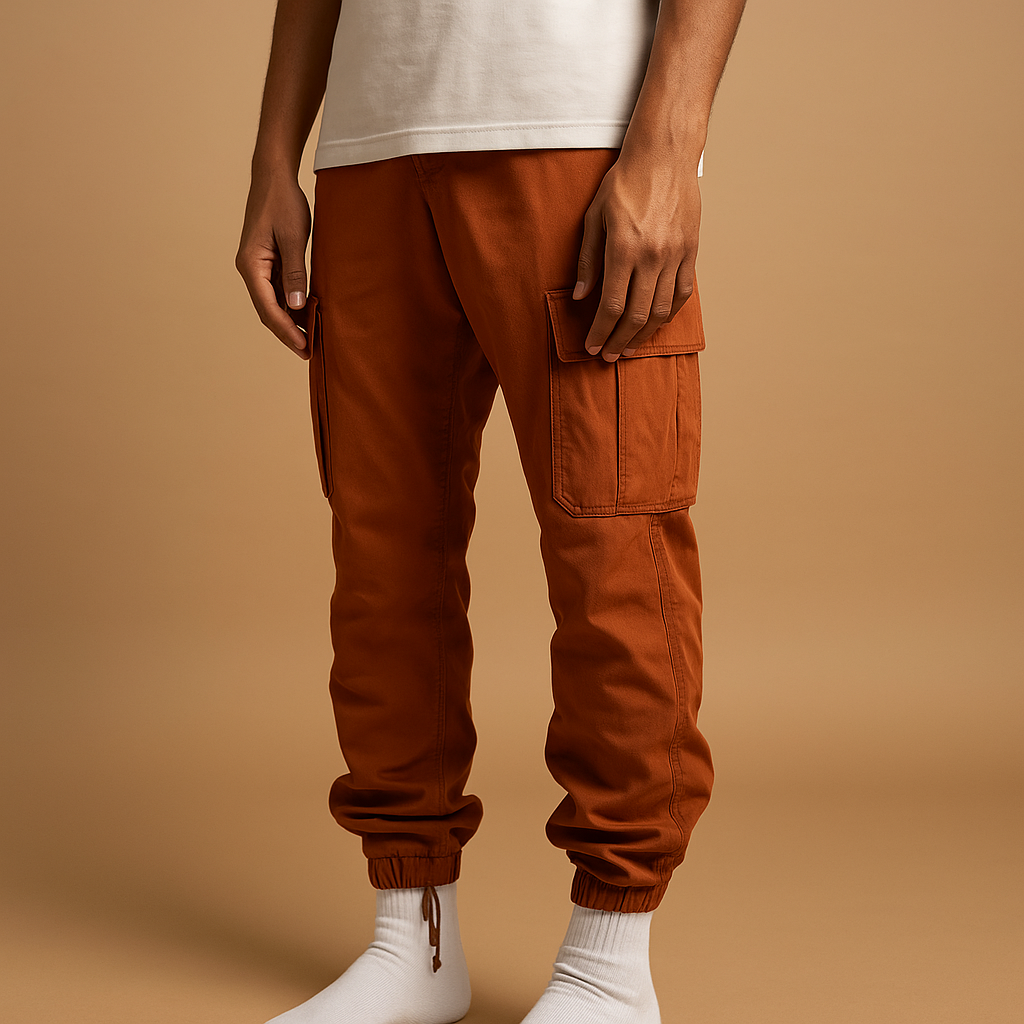 Regular fit heren cargo broek in neutrale tinten met meerdere zakken, gemaakt van comfortabele katoenmix voor dagelijks gebruik.