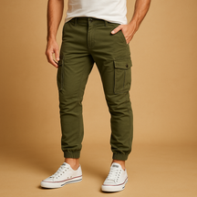 Cargo broek met meerdere zakken voor heren in groen, beige, zwart of grijs, geschikt voor avontuur en dagelijks gebruik