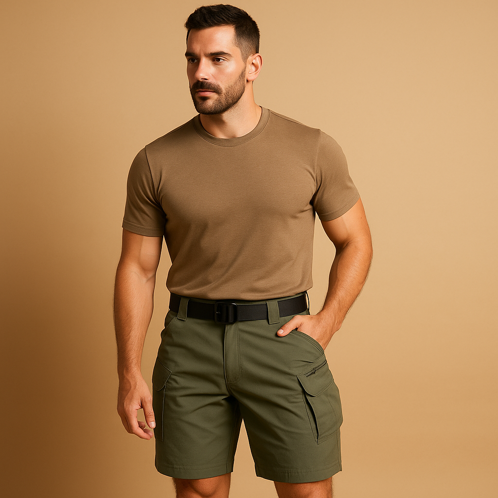 Comfortabele cargo short voor heren met meerdere zakken, gemaakt van zachte katoenmix, ideaal voor wandelen, reizen en dagelijks gebruik.