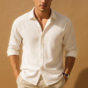 Casual button-down herenoverhemd met opstaande kraag in effen kleur, ideaal voor werk en vrije tijd.