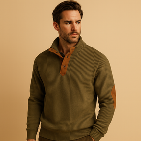 Casual geribd sweatshirt voor heren van katoen met opstaande kraag en knoopsluiting. Comfortabel, stijlvol en ideaal voor dagelijks gebruik.