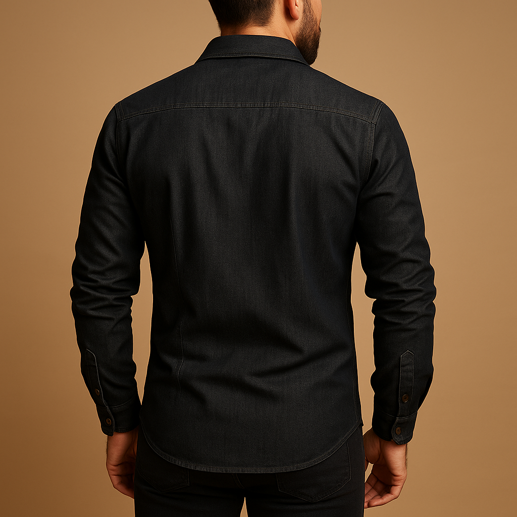 Casual katoenen shirt voor heren met lange mouwen in marineblauw, ademend en stijlvol voor zomerse dagen en dagelijks gebruik