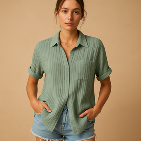 Dames casual polo met korte mouwen, klassieke polokraag en borstzak, perfect voor zomerse dagen en informele gelegenheden
