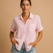 Dames casual polo met korte mouwen, klassieke polokraag en borstzak, perfect voor zomerse dagen en informele gelegenheden