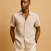 Heren zomershirt met korte mouwen, overhemdkraag en effen design, perfect voor casual dagen, vakantie of lente- en zomeroutfits.