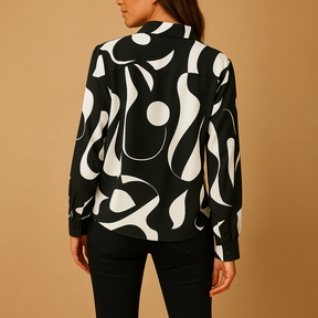 Dames blouse met elegante print en soepele pasvorm, ideaal voor zowel werk als alledaagse en formele gelegenheden