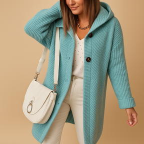 Comfortabel damesvest met open voorkant, tijdloze pasvorm en zachte stof in beige, zwart, grijs en blauw – perfect voor elk seizoen.