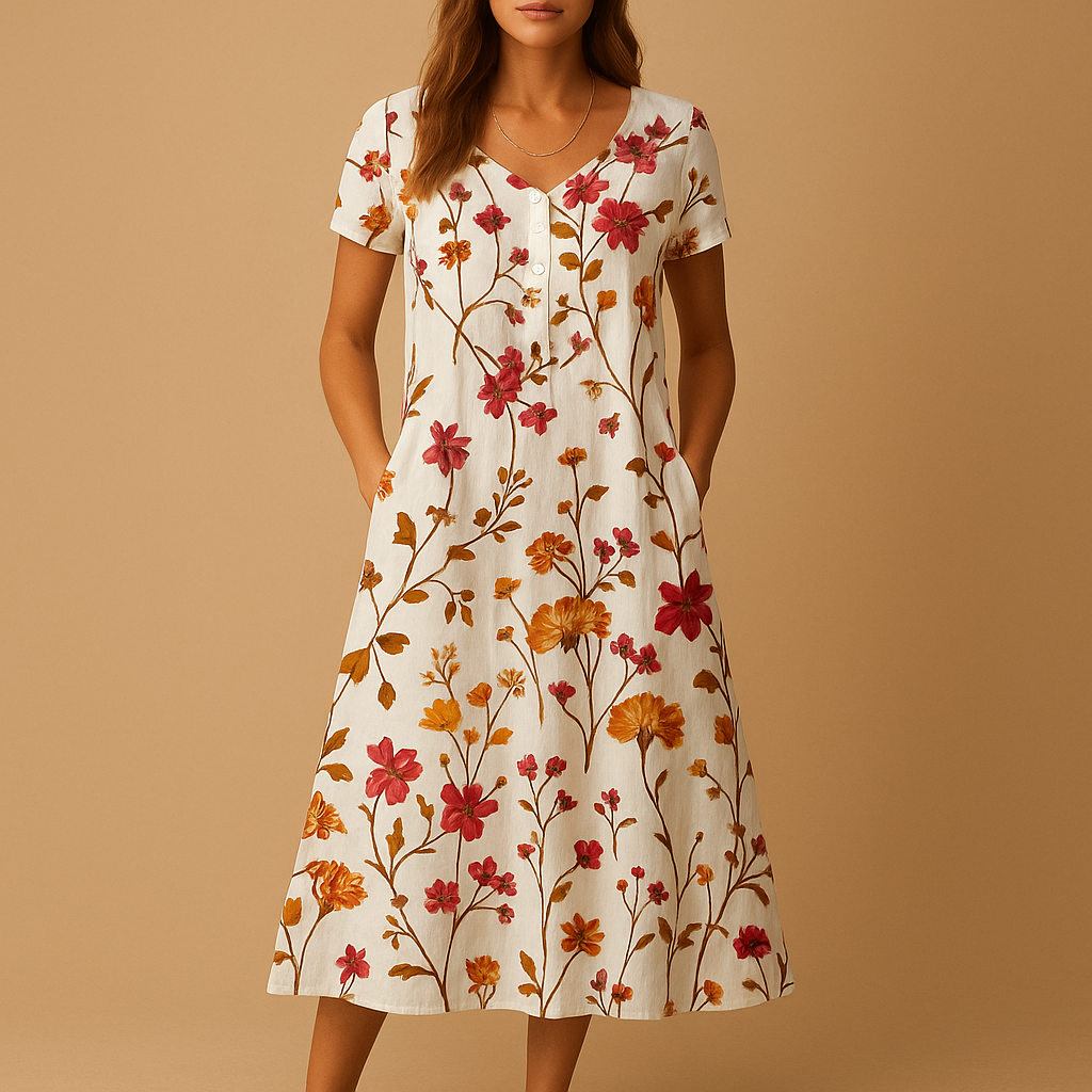 Casual bloemenjurk voor dames met flatterende pasvorm en verfijnde details. Perfect voor dagelijks gebruik en formele gelegenheden.