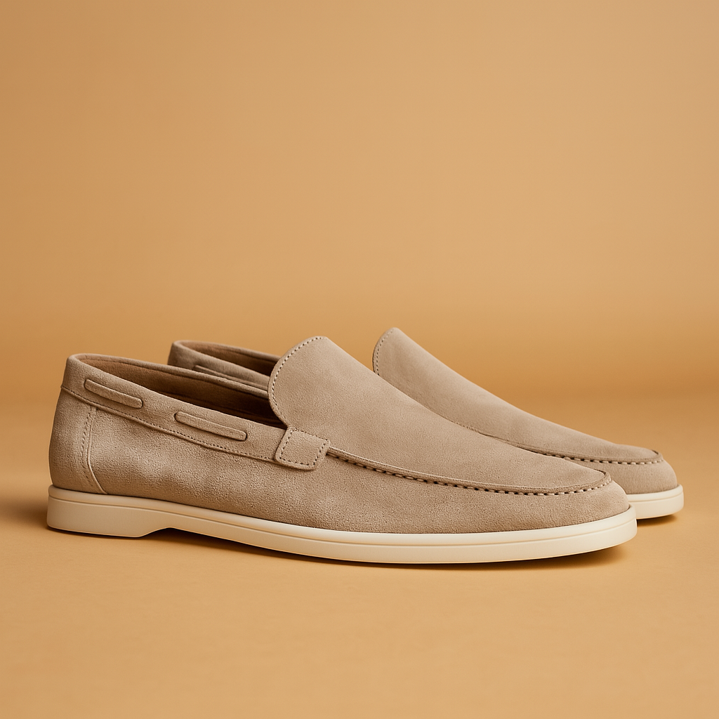 Comfortabele instapschoenen voor heren met suède-look, elastische inzetstukken en antislipzool, geschikt voor dagelijks gebruik en casual outfits.
