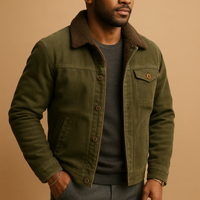 Heren corduroy jas met zachte stof en slanke pasvorm in neutrale kleuren, geschikt voor casual en formele gelegenheden.