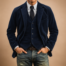 Corduroy jack voor heren met retro design en praktische zakken, ideaal voor casual en formele looks in de herfst en winter.