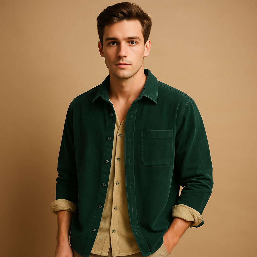 Corduroy herenoverhemd met vintage uitstraling en comfortabele pasvorm, perfect voor casual en verzorgde looks.