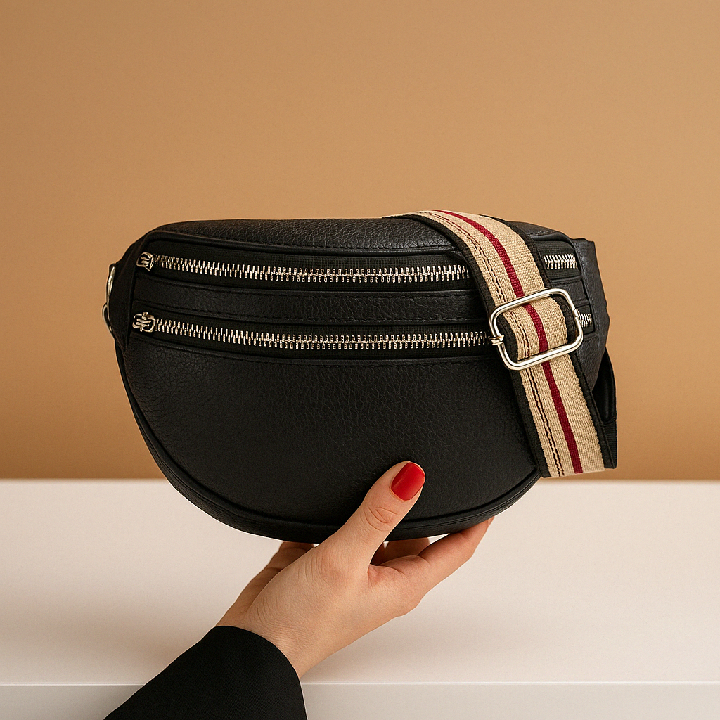 Crossbodytas voor dames met dubbele ritssluiting en overzichtelijk interieur, ideaal voor dagelijks gebruik, werk en formele gelegenheden.