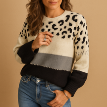 Trendy damestrui met luipaardpatroon in beige en zwart, ademend en ideaal voor lente, herfst en winter