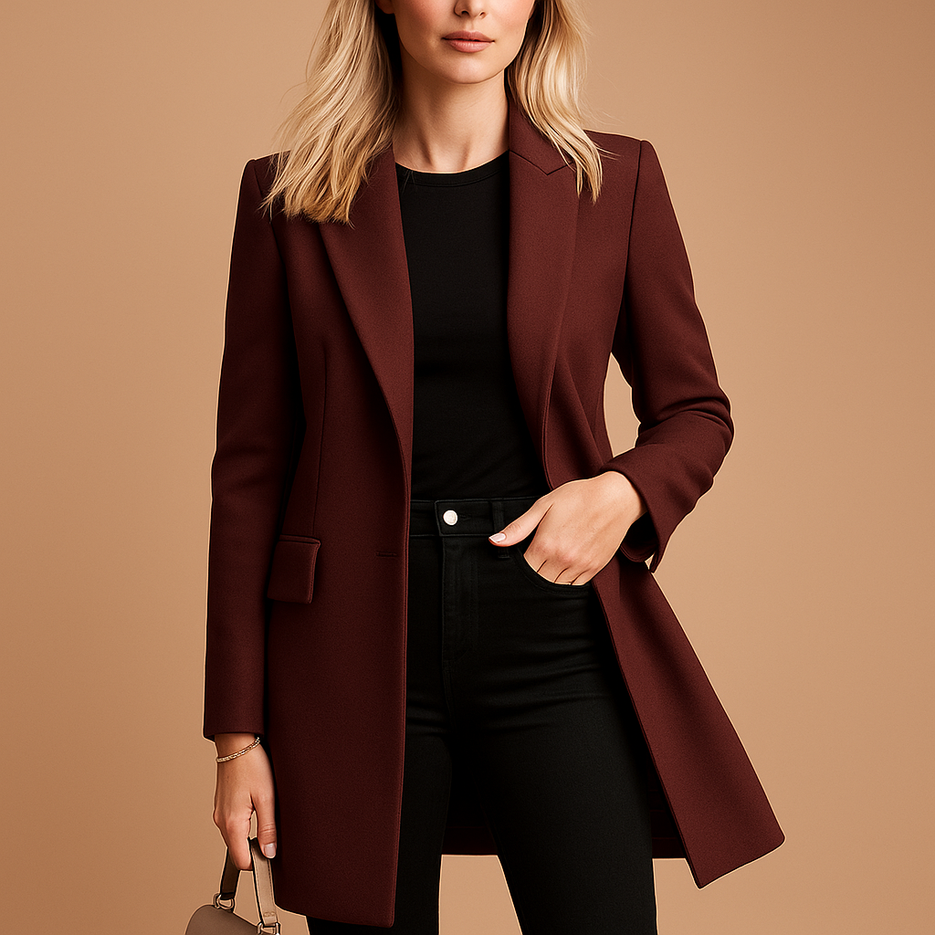 Dubbelgeknoopte trenchcoat voor dames met getailleerd silhouet en klassieke details. Elegant, veelzijdig en ideaal voor dagelijks en formeel gebruik.