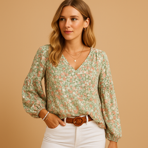 Dames blouse met lange mouwen en klassieke pasvorm, ideaal voor werk of casual gelegenheden in de lente en zomer