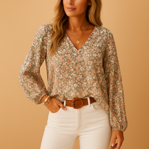 Dames blouse met lange mouwen en klassieke pasvorm, ideaal voor werk of casual gelegenheden in de lente en zomer