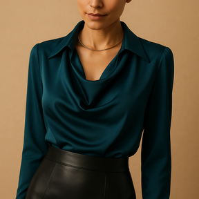 Damesblouse met lange mouwen en getailleerde pasvorm, gemaakt van lichtgewicht materiaal voor een elegante en comfortabele look