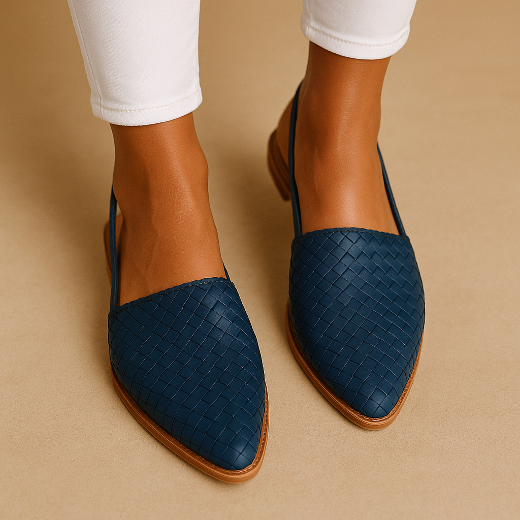 Damesflats met gesloten geweven neus en ademende pasvorm, ideaal voor werk of dagelijkse outfits met stijlvolle flair.