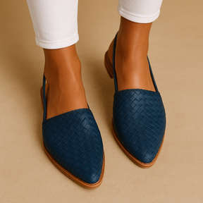 Damesflats met gesloten geweven neus en ademende pasvorm, ideaal voor werk of dagelijkse outfits met stijlvolle flair.