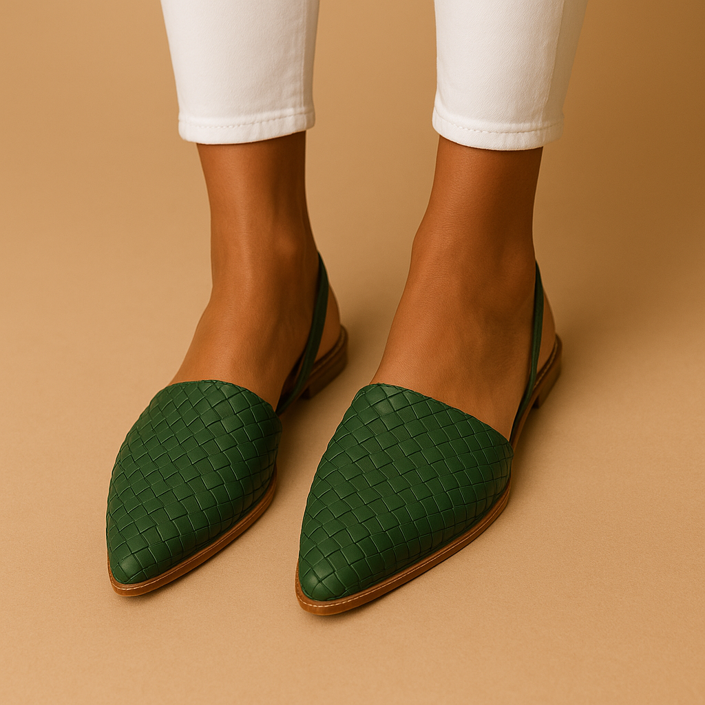 Damesflats met gesloten geweven neus en ademende pasvorm, ideaal voor werk of dagelijkse outfits met stijlvolle flair.