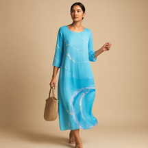Elegante flowy midi-jurk voor dames, gemaakt van lichtgewicht stof, geschikt voor alle seizoenen en gelegenheden.