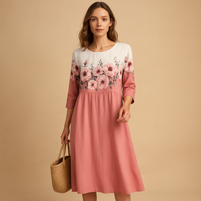 Elegante flowy midi-jurk voor dames, gemaakt van lichtgewicht stof, geschikt voor alle seizoenen en gelegenheden.
