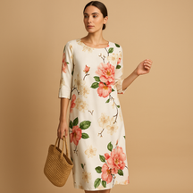 Elegante flowy midi-jurk voor dames, gemaakt van lichtgewicht stof, geschikt voor alle seizoenen en gelegenheden.