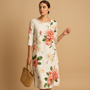 Elegante flowy midi-jurk voor dames, gemaakt van lichtgewicht stof, geschikt voor alle seizoenen en gelegenheden.