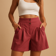 Elegante dames short met dubbel knoopdetail aan de voorkant, comfortabel en veelzijdig, perfect voor dagelijks gebruik of zomerse gelegenheden