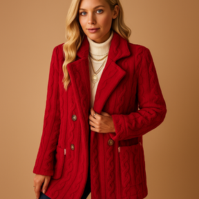 Elegante winterjas met getailleerd design voor dames in abrikoos, zwart, rood of wit. Warm, stijlvol en ideaal voor dagelijks gebruik of formele gelegenheden.