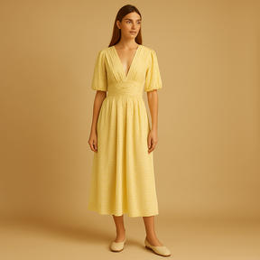 Flowy maxi-jurk voor dames met knoopsluiting en lange mouwen, perfect voor casual en formele gelegenheden het hele jaar door.