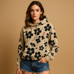Gebloemde hoodie trui voor dames met levendige bloemenprint en capuchon, ideaal voor casual en comfortabele looks.