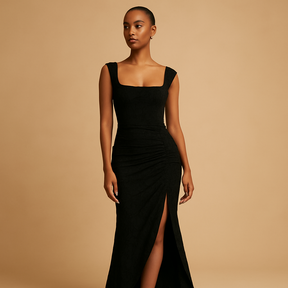 Gebloemde midi-jurk voor dames met lichte stof en elegante pasvorm, ideaal voor tuinfeestjes, brunch of zomerse casual dagen.