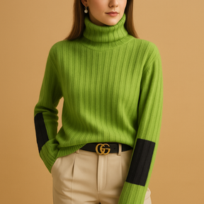 Gebreide damestrui met hoge col en lange mouwen, ademend en zacht voor werk, casual en laagjeslooks van herfst tot lente.