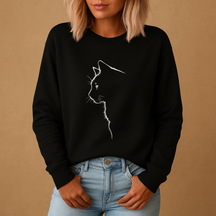 Gebreide damestrui met kattenprint in zachte katoenmix, verkrijgbaar in zwart, blauw, grijs, groen en roze. Perfect voor casual en thuisgebruik.