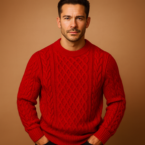 Gebreide wintertrui voor heren met ronde hals en losse pasvorm, ideaal voor koude dagen. Tijdloos ontwerp voor dagelijks gebruik en casual outfits.