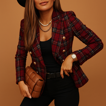 Elegante getailleerde damesblazer van hoogwaardige stofmix, perfect voor kantoor, formele afspraken en casual chique stijlen.