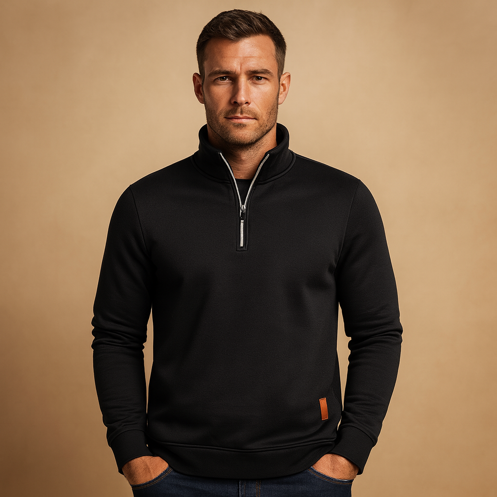 Heren trui met rits in moderne stijl, verkrijgbaar in meerdere kleuren. Comfortabel en ideaal voor casual en verfijnde looks in de herfst en winter.