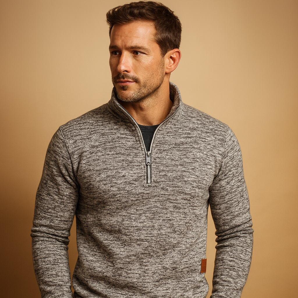 Heren trui met rits in moderne stijl, verkrijgbaar in meerdere kleuren. Comfortabel en ideaal voor casual en verfijnde looks in de herfst en winter.