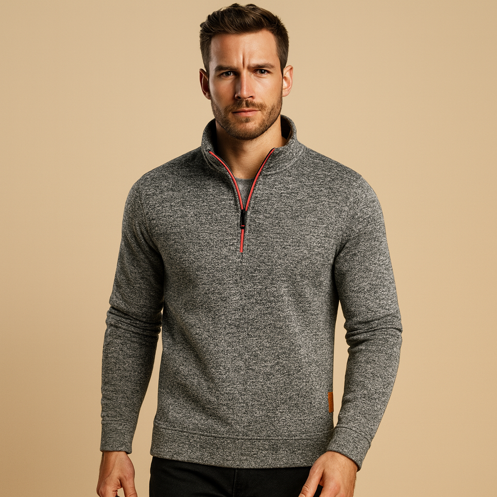 Heren trui met rits in moderne stijl, verkrijgbaar in meerdere kleuren. Comfortabel en ideaal voor casual en verfijnde looks in de herfst en winter.