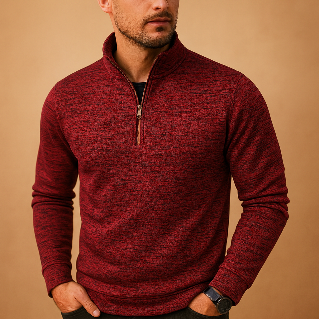 Heren trui met rits in moderne stijl, verkrijgbaar in meerdere kleuren. Comfortabel en ideaal voor casual en verfijnde looks in de herfst en winter.