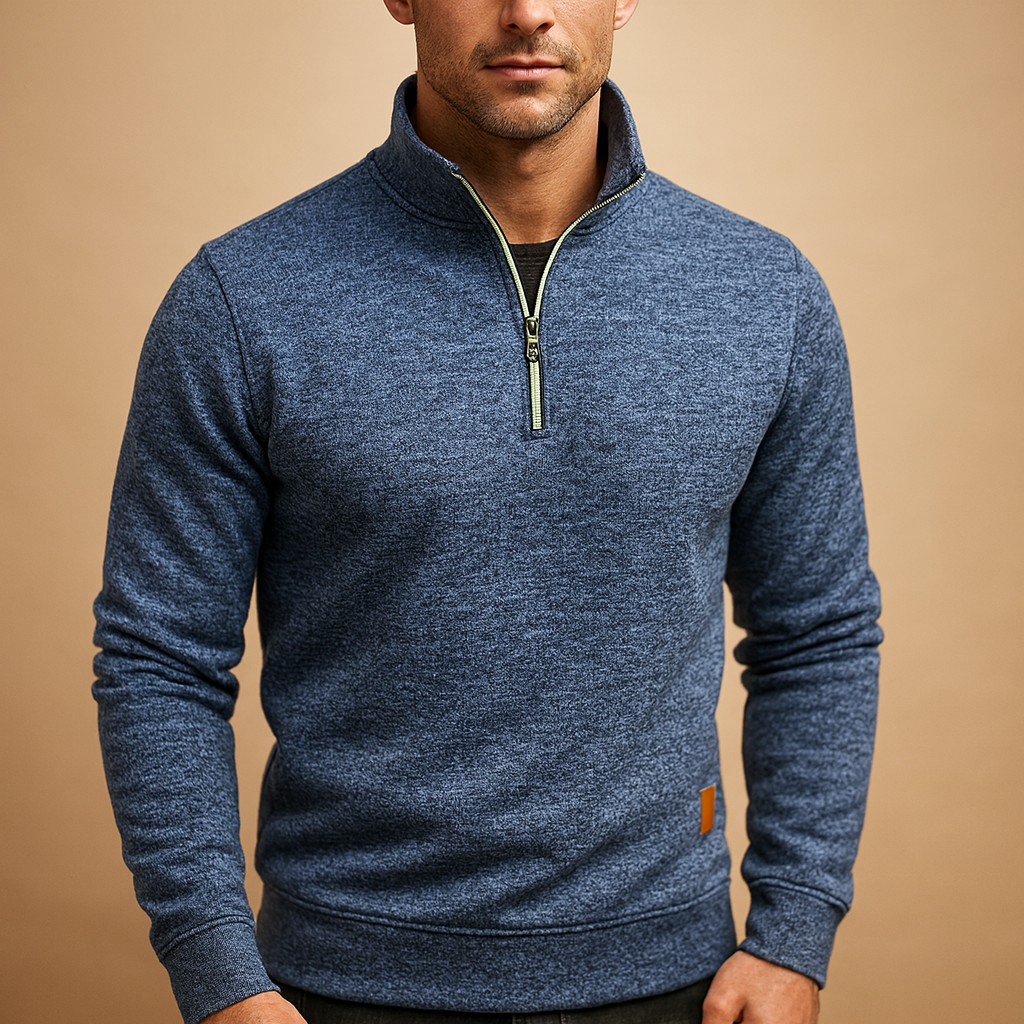 Heren trui met rits in moderne stijl, verkrijgbaar in meerdere kleuren. Comfortabel en ideaal voor casual en verfijnde looks in de herfst en winter.