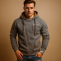 Heren vest met capuchon en praktische zakken, ideaal voor casual en semi-formele looks tijdens de herfst en winter.