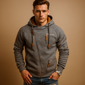 Heren vest met capuchon en praktische zakken, ideaal voor casual en semi-formele looks tijdens de herfst en winter.