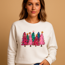 Dames kersttrui met feestelijk patroon en relaxte pasvorm, ideaal voor winterse dagen en kerstvieringen.